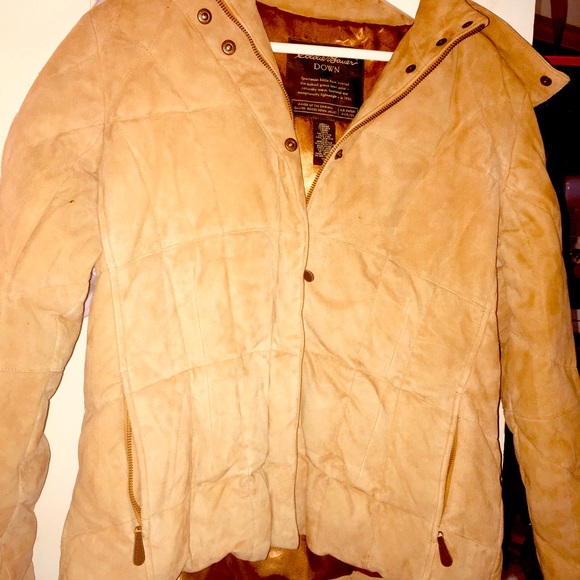 down filled leather jacket